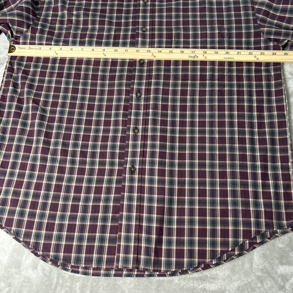 Van Heusen Shirt Mens Large Plaid Long Sleeve Button Up Wrinkle Free - Picture 8 of 10